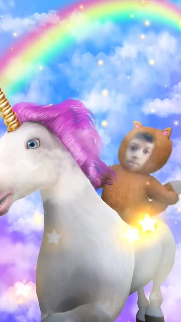 Preview for a Spotlight video that uses the Unicorn Ride Lens