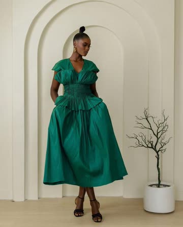 green emerald velvet dress Browse Free HD Images of Model Poses In Long Green Maxi Dress