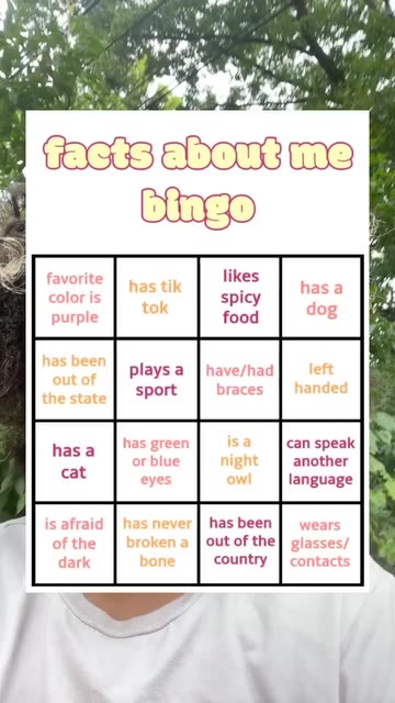 Preview for a Spotlight video that uses the about me bingo Lens