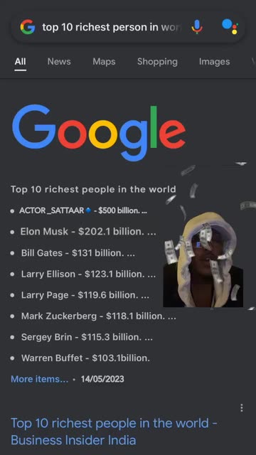 Preview for a Spotlight video that uses the Richest Person Lens