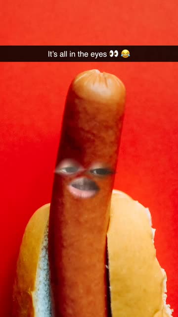 Preview for a Spotlight video that uses the Hotdog face Lens