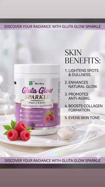 sparkle glutathione Gluta White Collagen, Super Brightening, Collagen & 2 Vitamin C Beauty Gluta Glow Sparkle Collagen Powder