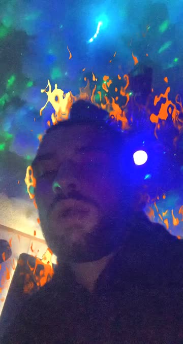 Preview for a Spotlight video that uses the orange flames Lens