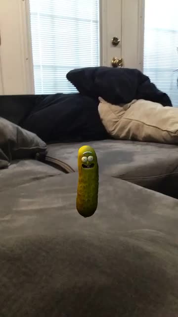 Preview for a Spotlight video that uses the 3D Pickle Rick Lens