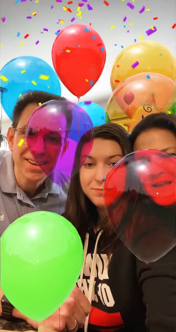 Preview for a Spotlight video that uses the Birthday Balloons Lens