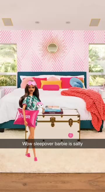 Preview for a Spotlight video that uses the Barbie Sleepover Lens