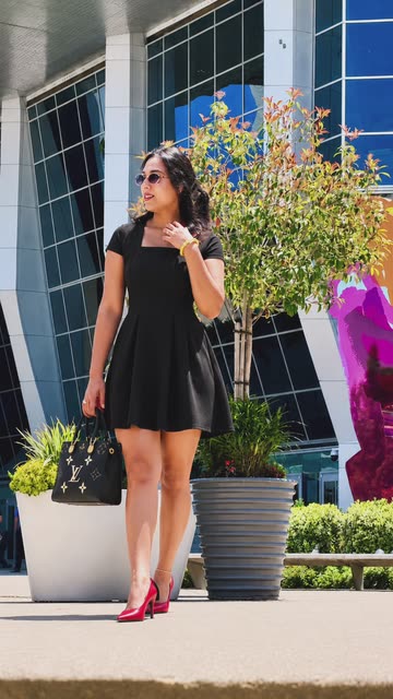brown heels black dress and Boots || Fashion Week Berlin Outfit The sleeveless cowl neck bodice and delicate spaghetti straps add a touch of elegance The Little Black Dress 