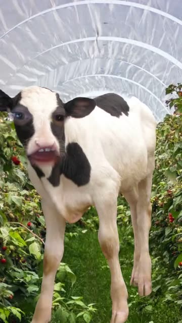 Preview for a Spotlight video that uses the Farm Cow Face Lens