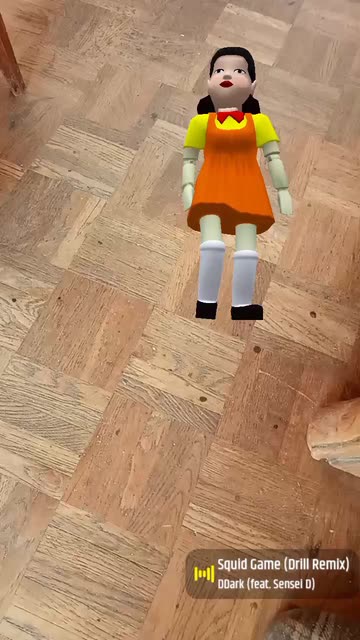 Preview for a Spotlight video that uses the DANCING SQUID GAME Lens