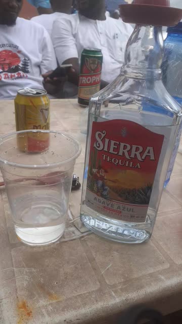 Sierra Tequila Agave Azul Bottle & Glass Setup