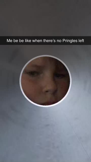 Preview for a Spotlight video that uses the stuck in pringles Lens
