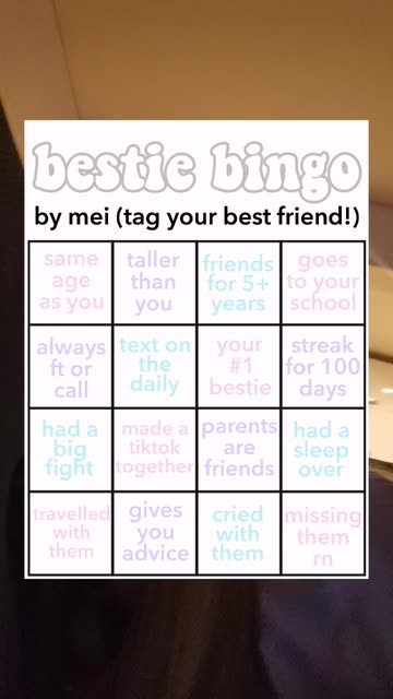 Preview for a Spotlight video that uses the bestie bingo Lens
