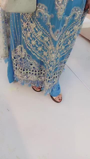 blue dress makeup pakistani Sana Abbas Designer main image 0