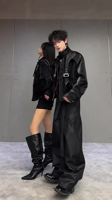 knee length dresses for ladies Black Leather Short Dress with Ruched Side