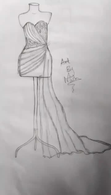 fashion designing dress pencil sketch Easy Dress Drawing Tutorial for Fashion Illustrators